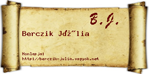 Berczik Júlia névjegykártya