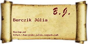 Berczik Júlia névjegykártya